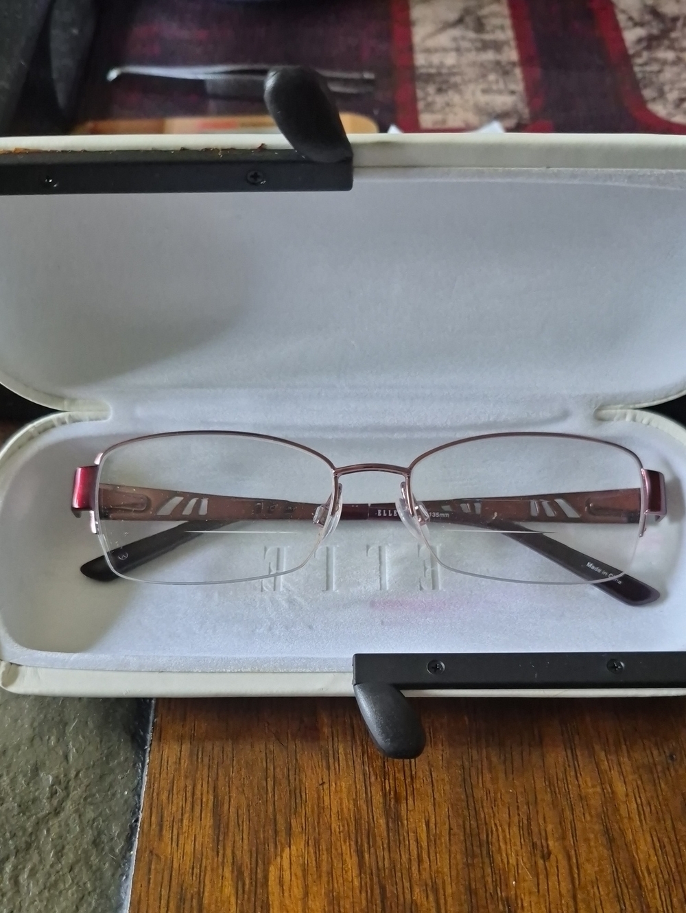 Elle Women's Rectangular Metal Rim Glasses - Maroon Frames Only